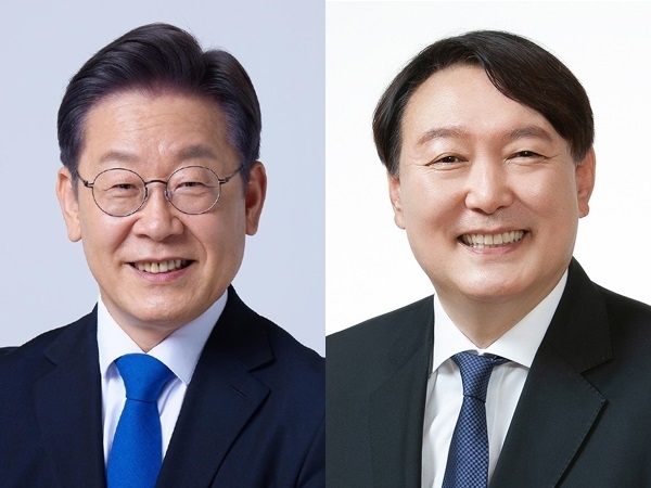 더불어민주당 이재명 후보 vs 국민의 힘 윤석열후보