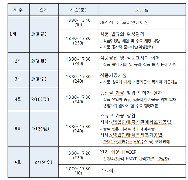교육 일정표