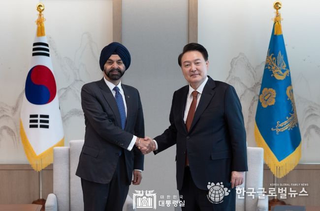1월 24일 윤석열 대통령은 아제이 방가(Ajay Banga) 세계은행(World Bank) 총재를 접견했다.