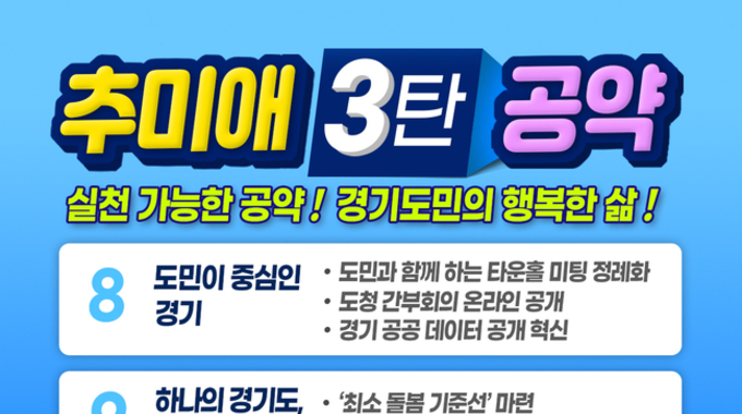 추미애 경기도지사 경선후보, ‘도민 중심·따뜻한 복지’ 공약 3탄 발표…참여·돌봄·청년정책 강화