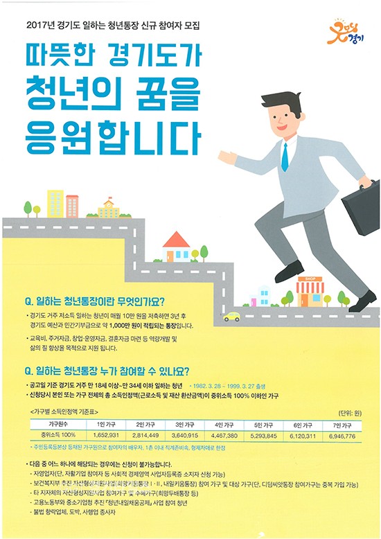 ,일하는 청년통장 500명 신규 참여자 모집 포스터ⓒ경기타임스