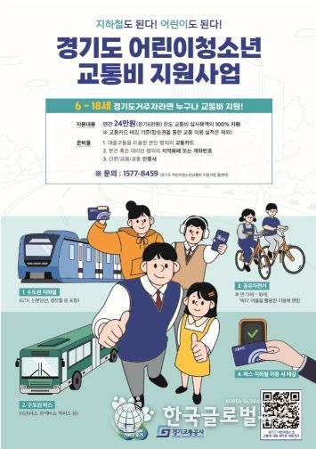 경기도 어린이·청소년 교통비 지원사업 포스터