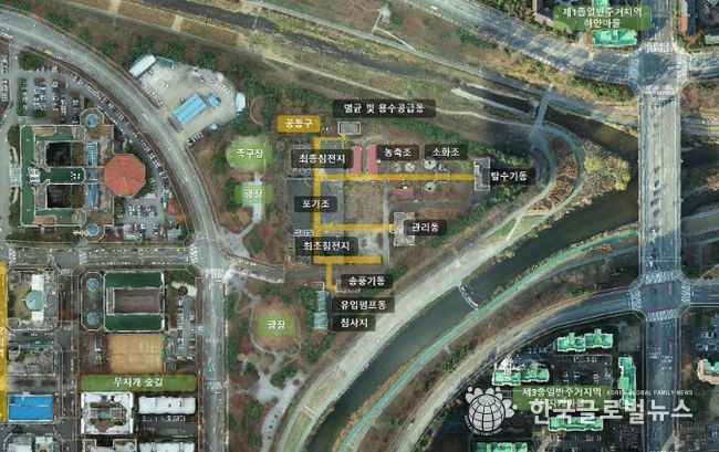 구미동 하수처리장 시설물 위치도