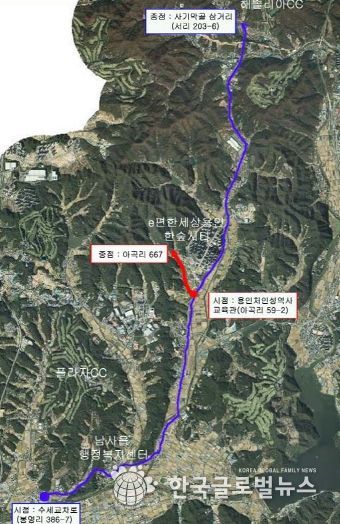 용인특례시가 대몽항쟁 당시 처인성 전투를 승리로 이끈 승장 김윤후와 처인부곡민을 기리기 위한 명예도로명을 부여하기로 결정한 대상 도로