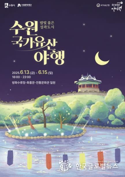 밤빛 품은 성곽도시, 2025 수원 국가유산 야행(夜行) 홍보물.