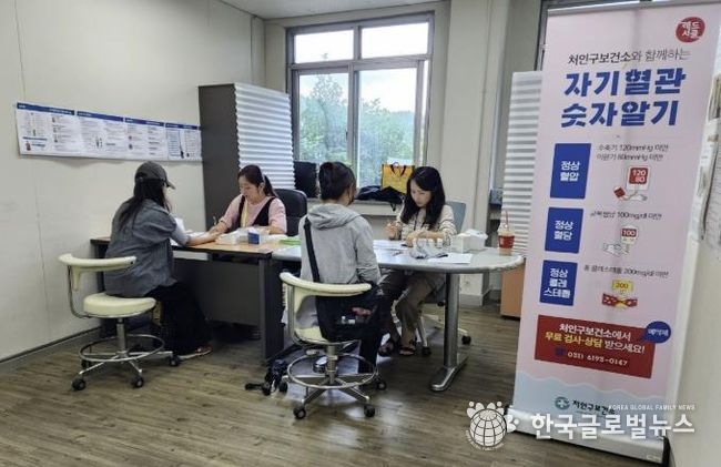 지난해 '자기혈관 숫자알기' 프로그램에 참여한 시민들이 혈압·혈당 측정을 받고 있다