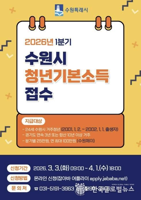 ‘수원특례시 2026년 1분기 청년기본소득’ 홍보물