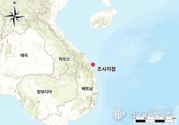 베트남 꽝응아이성 빈쩌우만 쩌우투언 해역 위치도