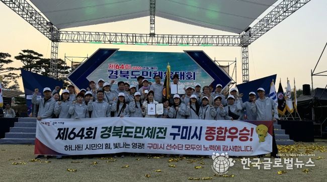 구미시, 경북도민체육대회 '종합우승'…명품 스포츠 도시 저력 입증 제64회 경북도민체육대회 우승_단체사진